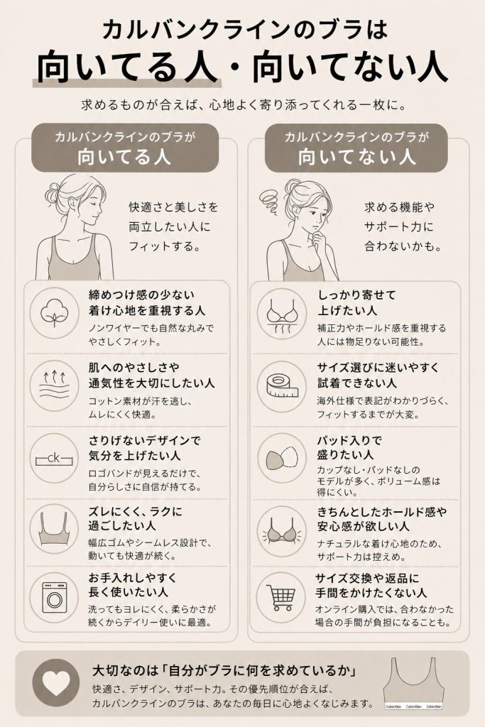 カルバンクラインのブラが向いてる人・向いてない人