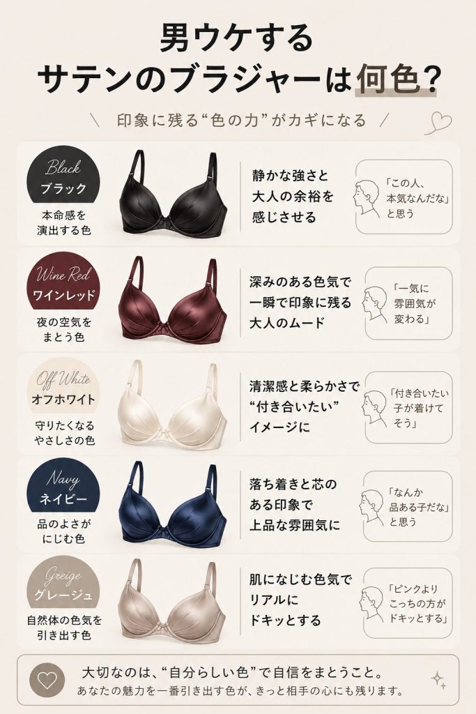 男ウケするサテンのブラジャーは何色？